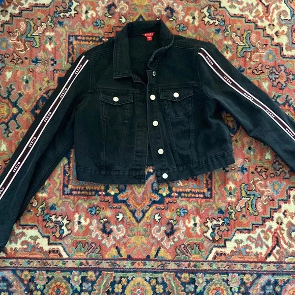 GUESS JEANS CROPPED JEAN JACKET LARGE - Picture 1 of 5